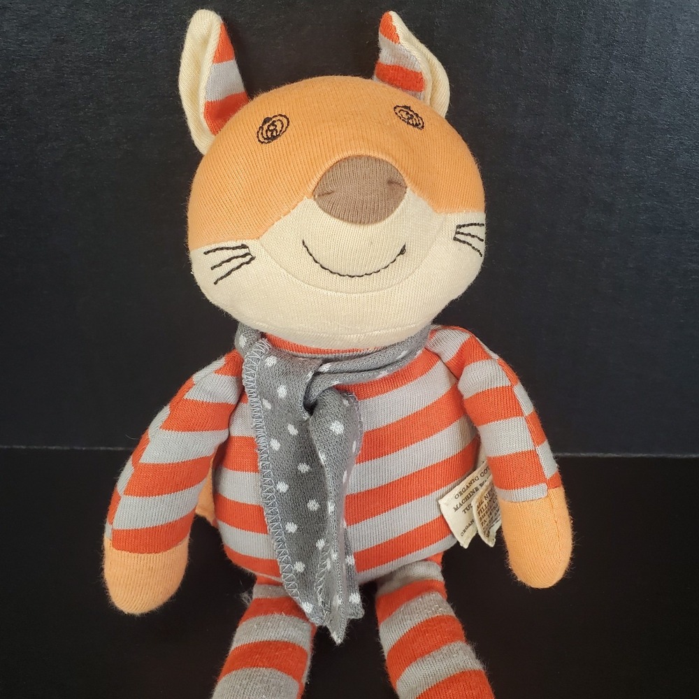 Apple Park Organic Farm Buddies Frenchy Fox Rattle Toy Doll Baby Eco Plush 14"
